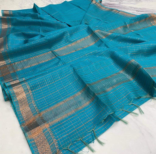 Pure Cotton Silk Mangalagiri Saree With Running Blouse