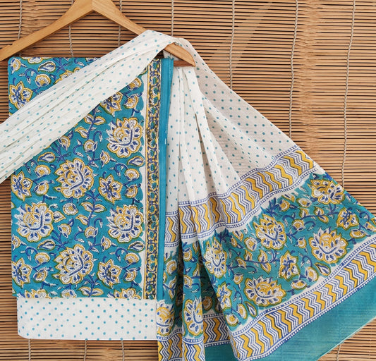 Exclusive new hand block printed cotton suits with cotton duptta