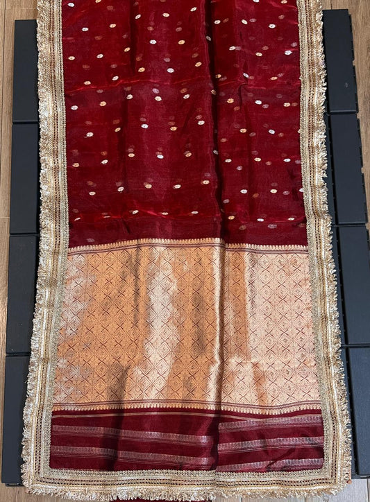 Pure Tissue Silk Saree With  Heavy Lace