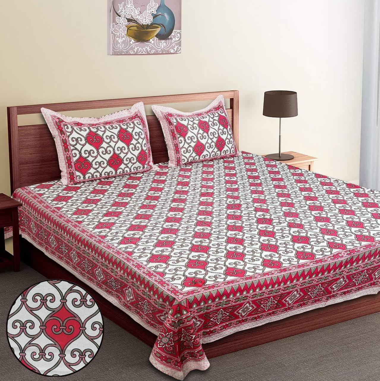 Pure Cotton Jumbo Size Double Bedsheet. ( 108X 108) with pillow covers