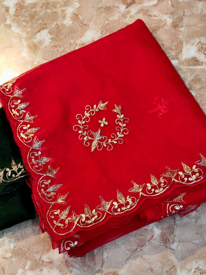 Pure Organza Gota Patti Handwork Saree With Contrast Blouse