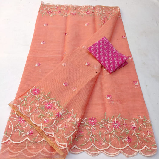 Kota cotton embroidery work Saree