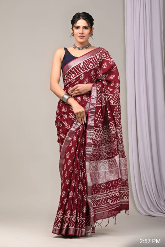 Traditional Hand-block Print Chanderi Silk Saree