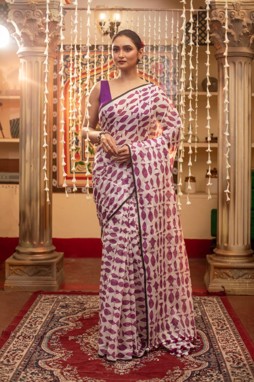 Pure Cotton Silk Jamdani Saree With Blouse