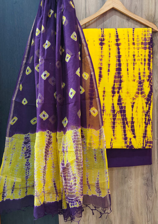 Pure Cotton Hand Block Print Suit With Kota Doriya Dupatta