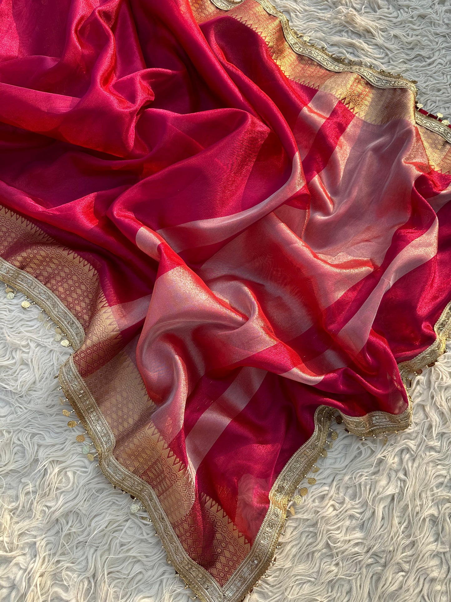 Banarasi Tissue Silk  Heavy Lace Saree With Blouse