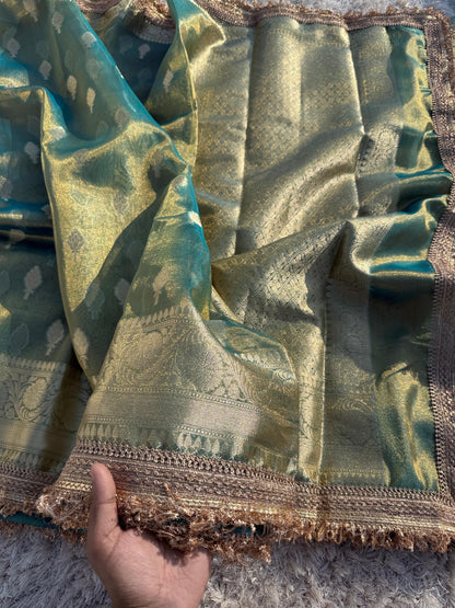 Banarasi Glass tissue silk saree with  lace work