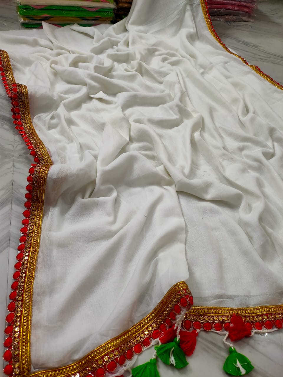 Beautiful Cotton Mulmul  Saree