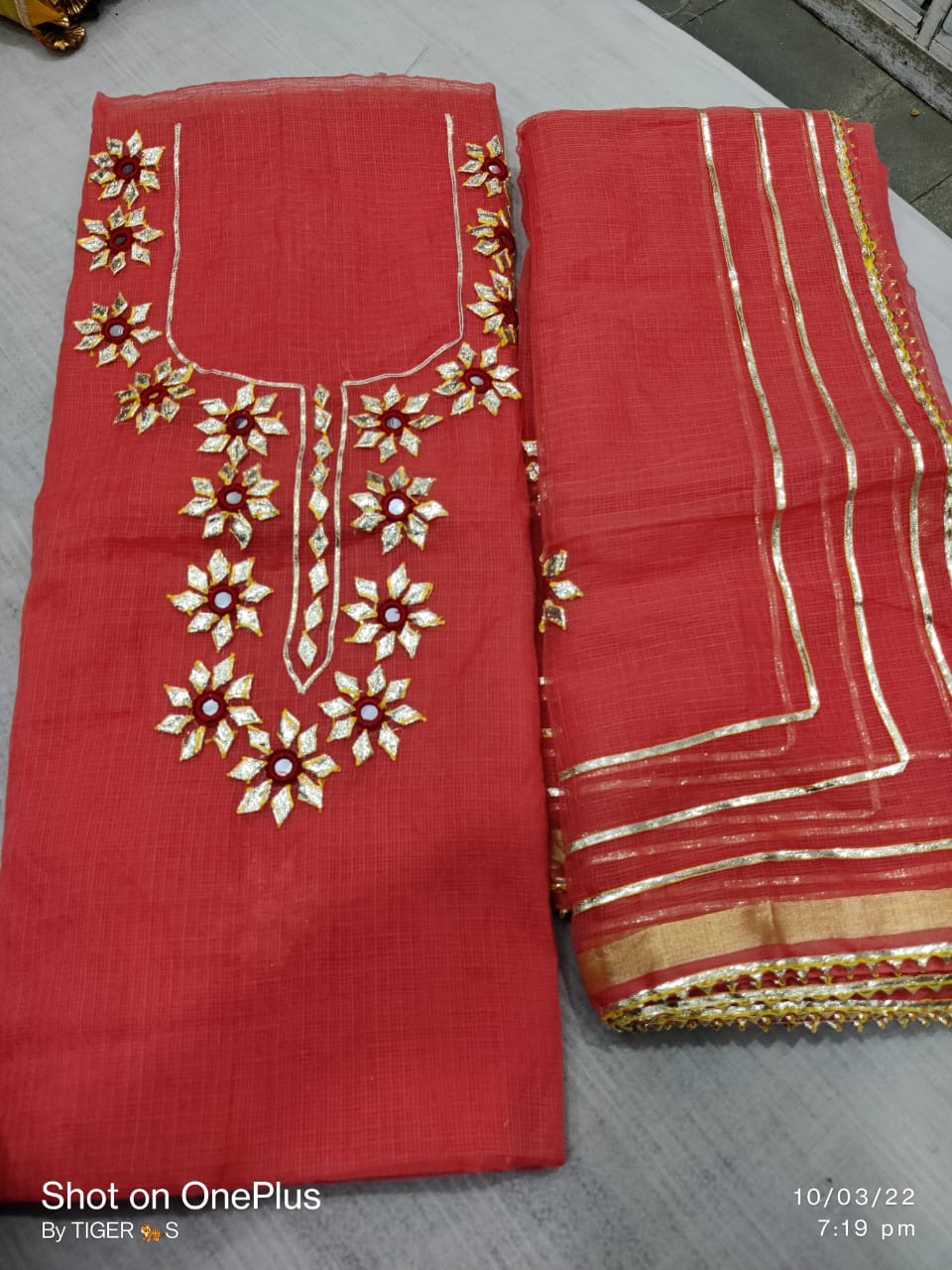 Beautiful Gota Patti Work Kota doria Unstitched Suit