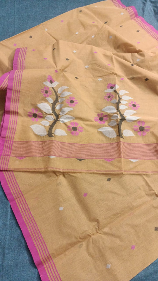 Pure Cotton needle work jamdani Saree