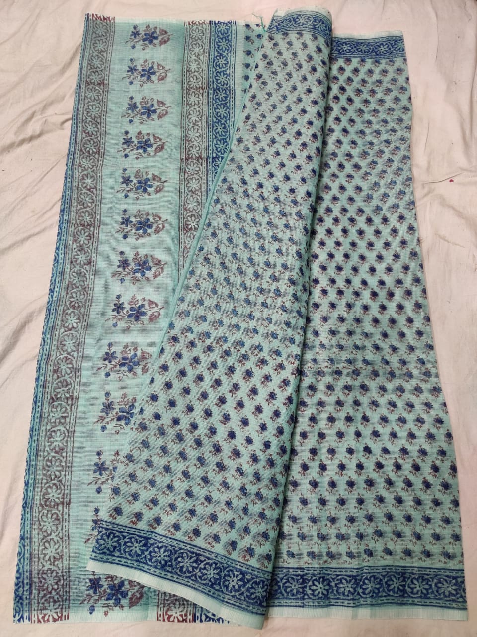 Beautiful Kota Cotton 3D Block Print Work Saree