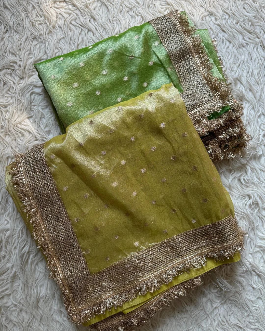 Banarasi Tissue Silk Saree with Broad Shiny lace Work