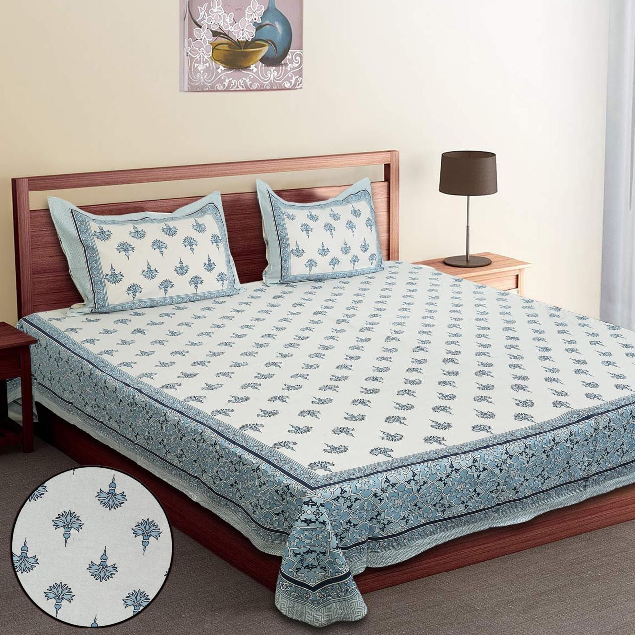 Pure Cotton Jumbo Size Double Bedsheet. ( 108X 108) with pillow covers