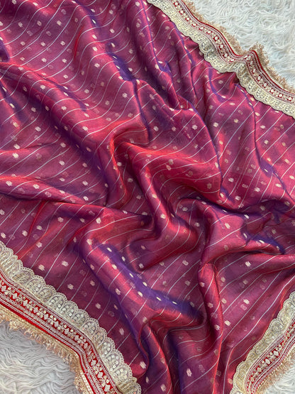 Banarasi Tissue Silk  Heavy Lace Saree With Blouse