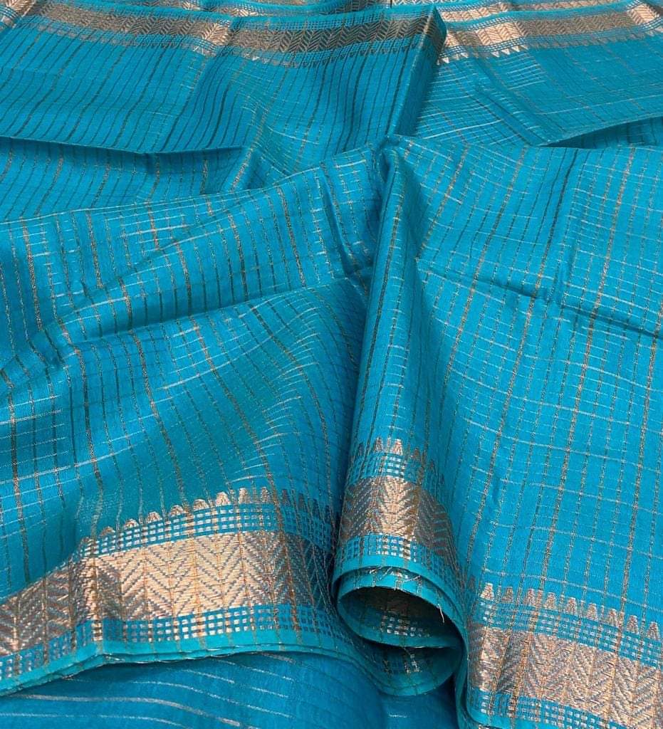 Pure Cotton Silk Mangalagiri Saree With Running Blouse