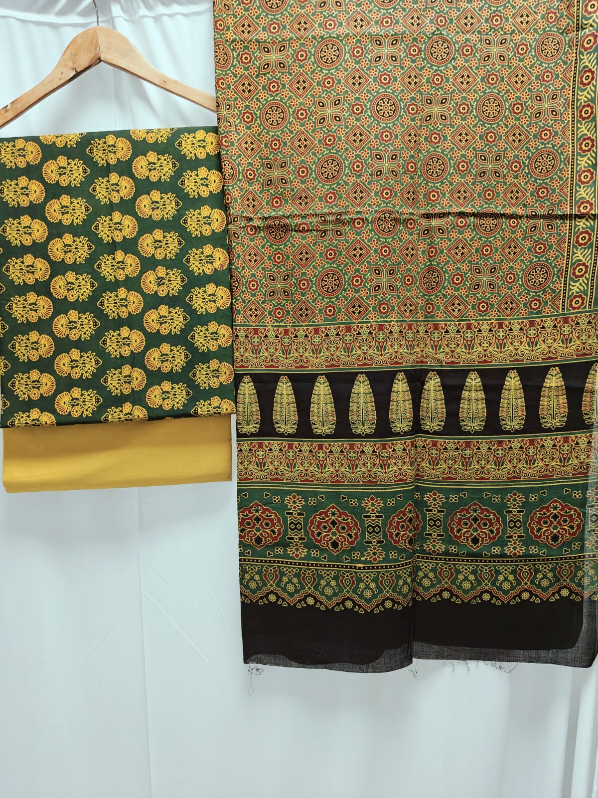 Ajrakh print cotton top With ajrakh mirror work  dupatta