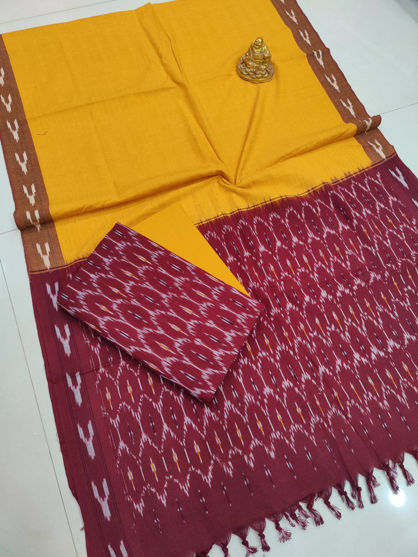 Pure Single ikkat Cotton Unstitched Suit With Dupatta