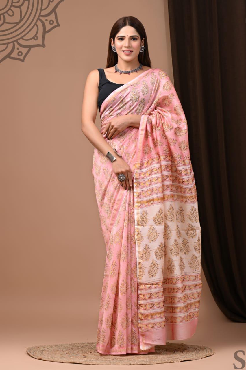 Traditional Hand-block Print Chanderi Silk Saree