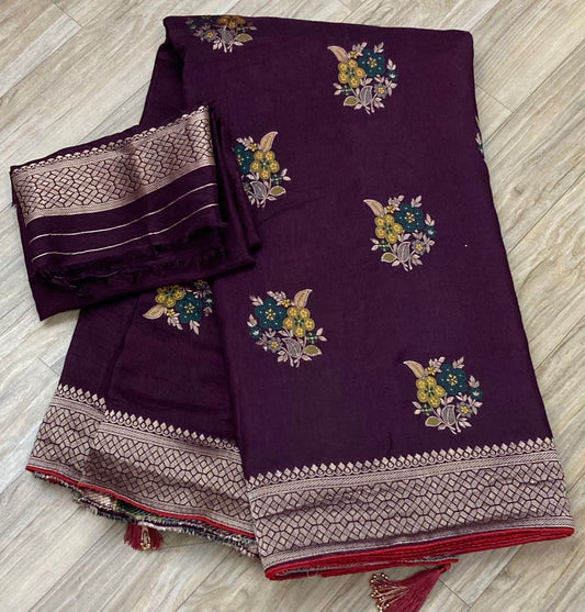 Pure Moonga Silk Zari Work Saree