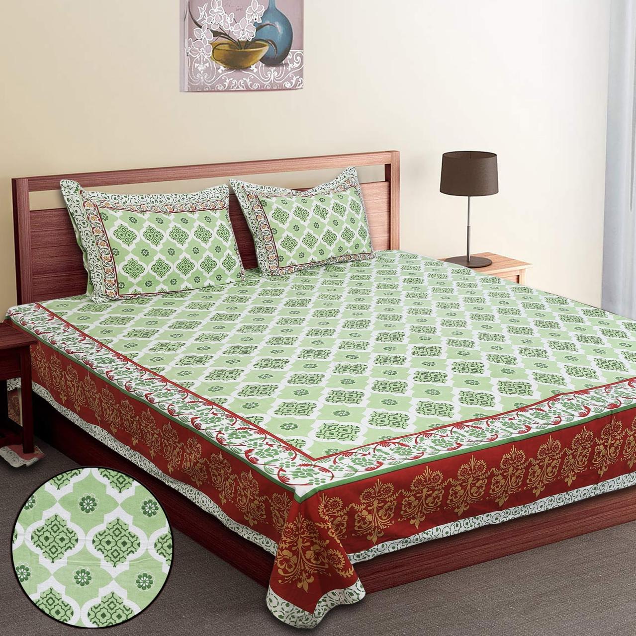 Pure Cotton Jumbo Size Double Bedsheet. ( 108X 108) with pillow covers