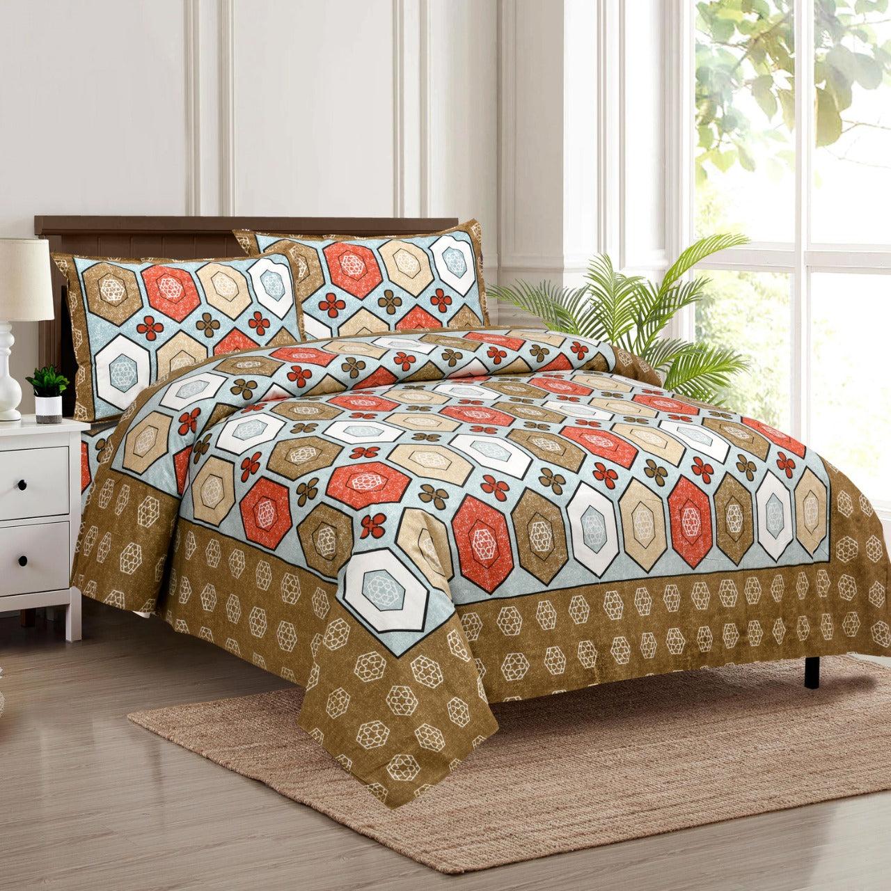 Pure Cotton Jumbo Size Double Bedsheet. ( 108X 108) with pillow covers