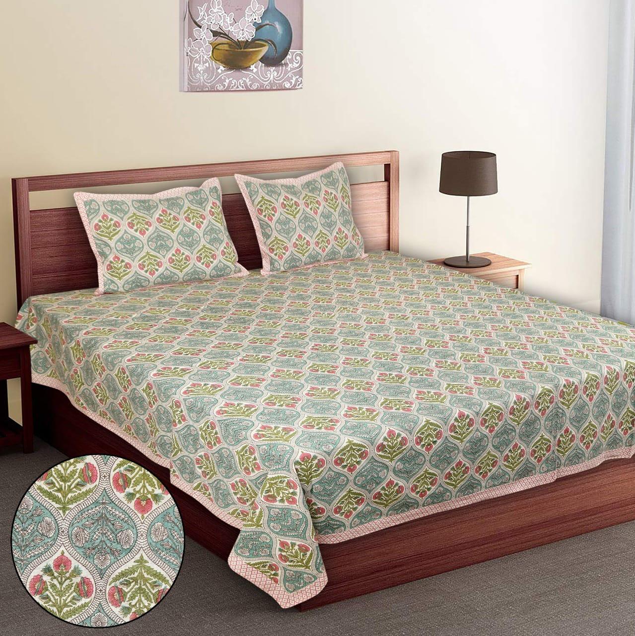 Pure Cotton Jumbo Size Double Bedsheet. ( 108X 108) with pillow covers