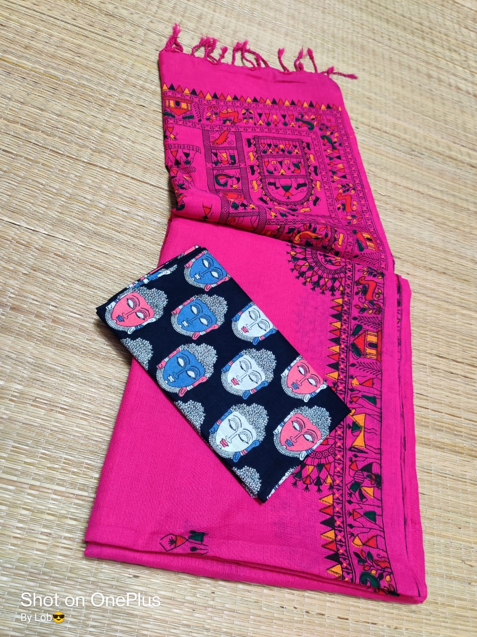 Pure Khaddi  Cotton With Madhubani Print Saree