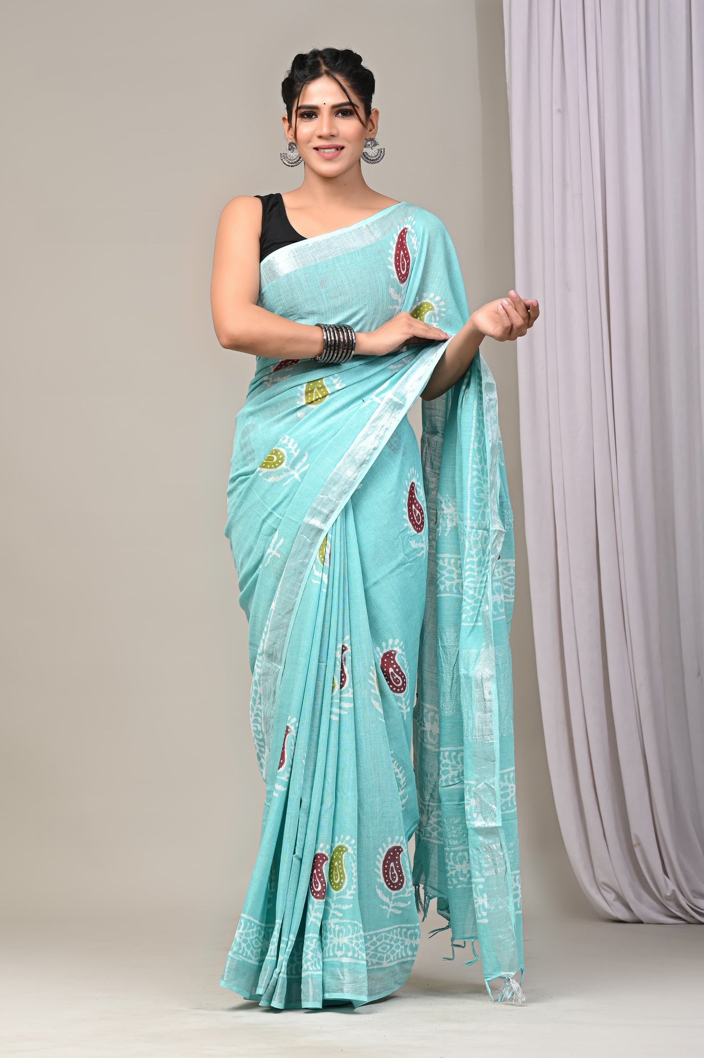 Traditional Hand-block Print Chanderi Silk Saree