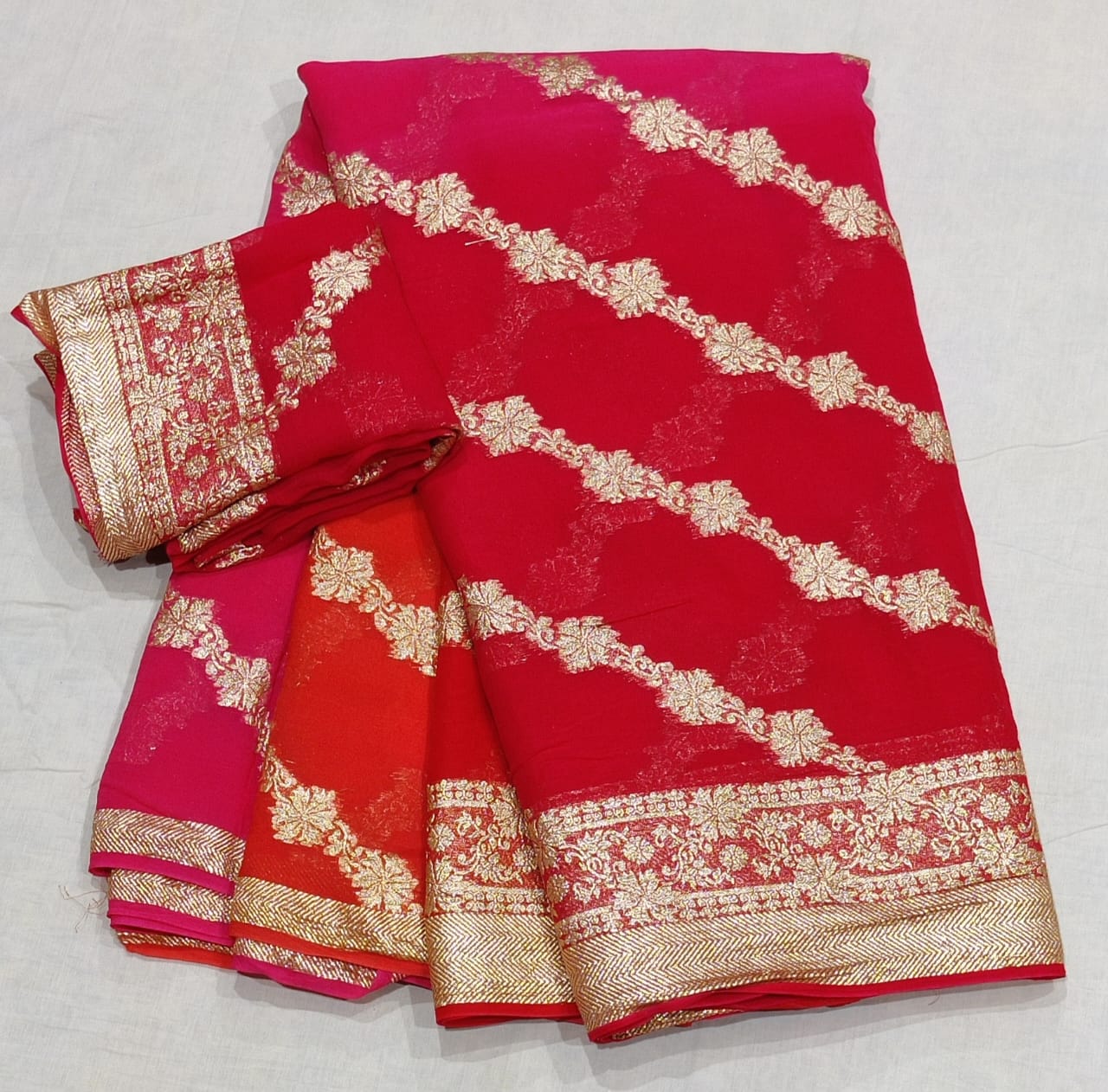 Georgette leheriya pattern saree