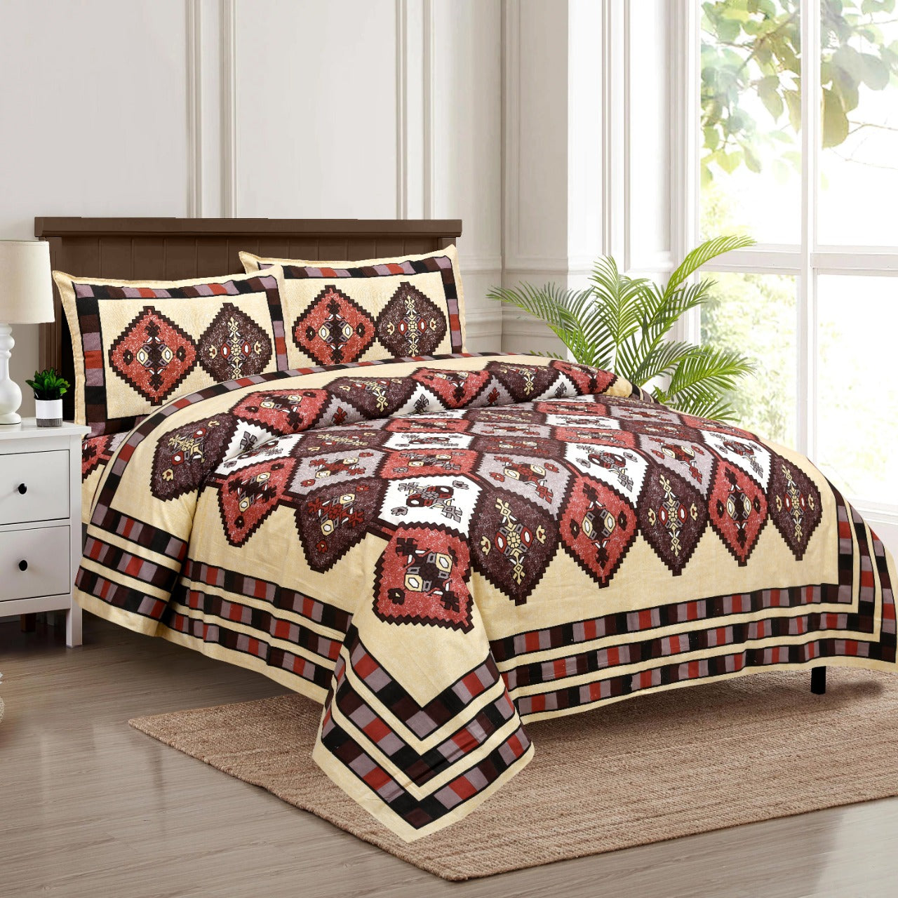 Pure Cotton Jumbo Size Double Bedsheet. ( 108X 108) with pillow covers