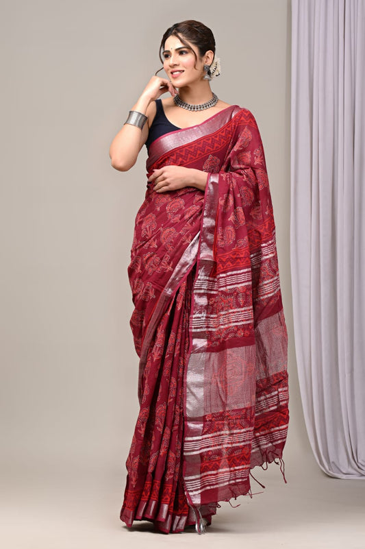 Traditional Hand-block Print Chanderi Silk Saree