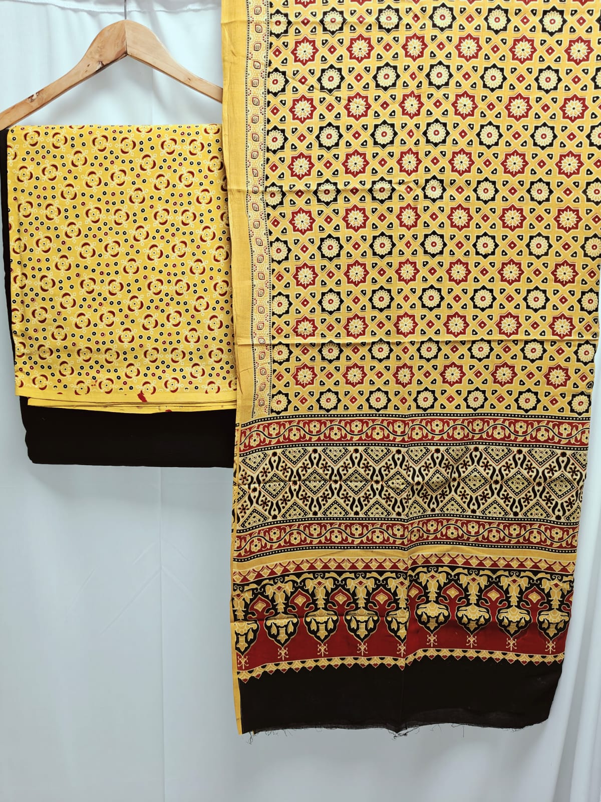 Ajrakh print cotton top With ajrakh mirror work  dupatta