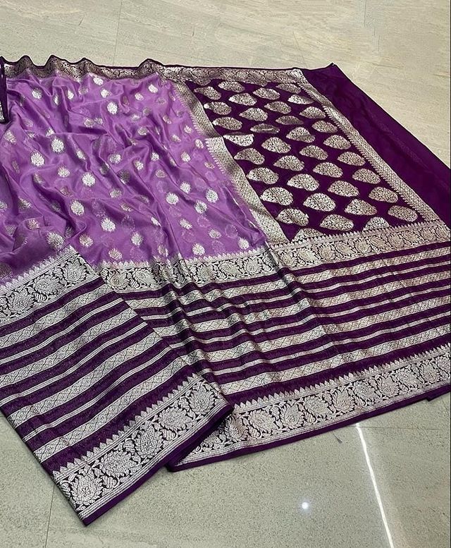 Banarasi Handloom  Khaddi   Semi Georgette Saree with Zari Work