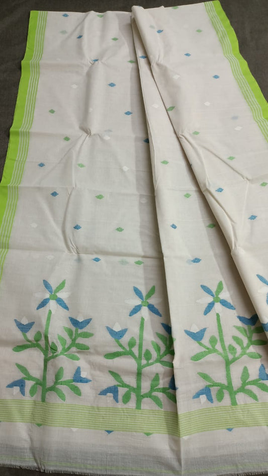 Pure Cotton needle work jamdani Saree