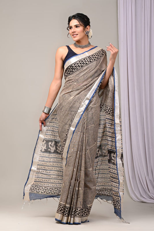 Traditional Hand-block Print Chanderi Silk Saree