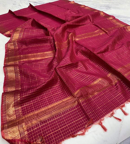 Pure Cotton Silk Mangalagiri Saree With Running Blouse .