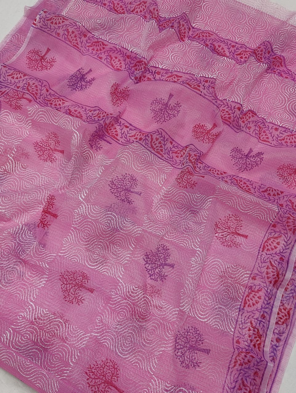 Beautiful Kota cotton hand  block printed saree