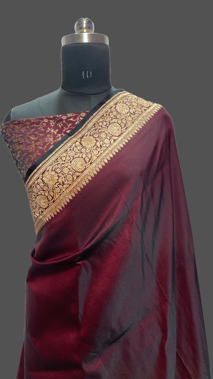 Designer Banarasi Satan Katan Saree With Blouse