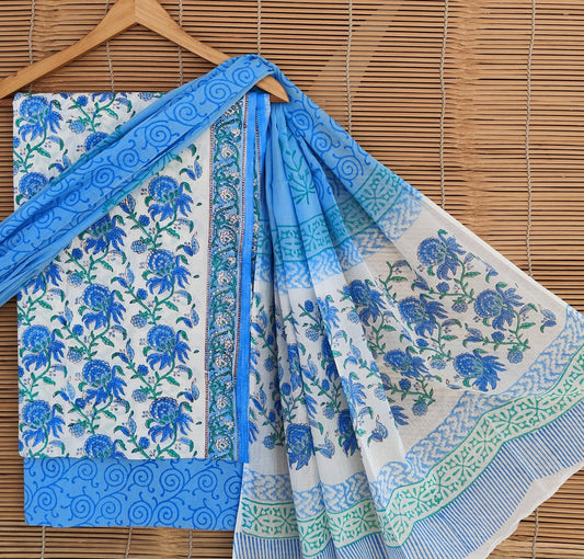 Exclusive new hand block printed cotton suits with cotton duptta