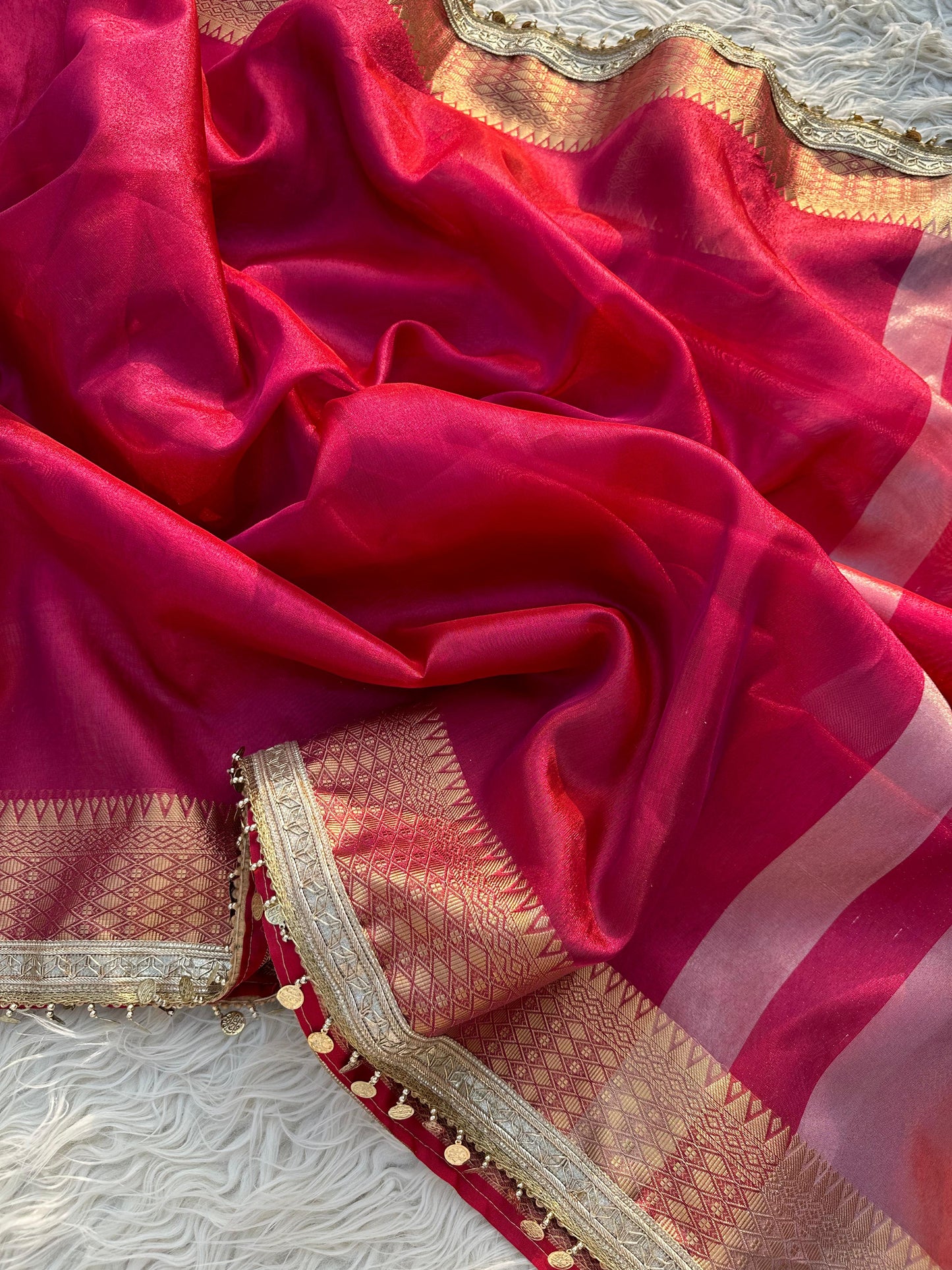 Banarasi Tissue Silk  Heavy Lace Saree With Blouse