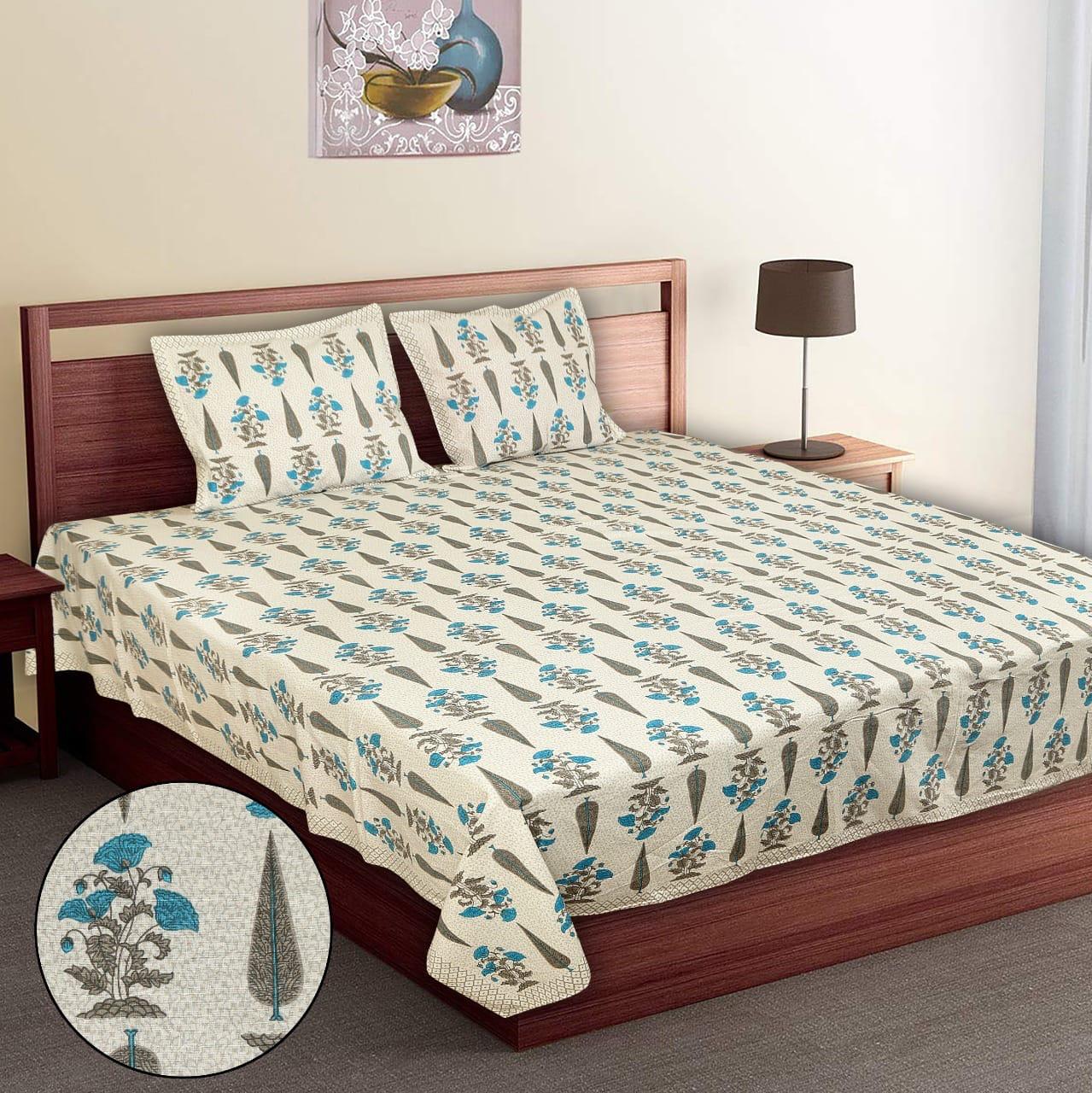 Pure Cotton Jumbo Size Double Bedsheet. ( 108X 108) with pillow covers