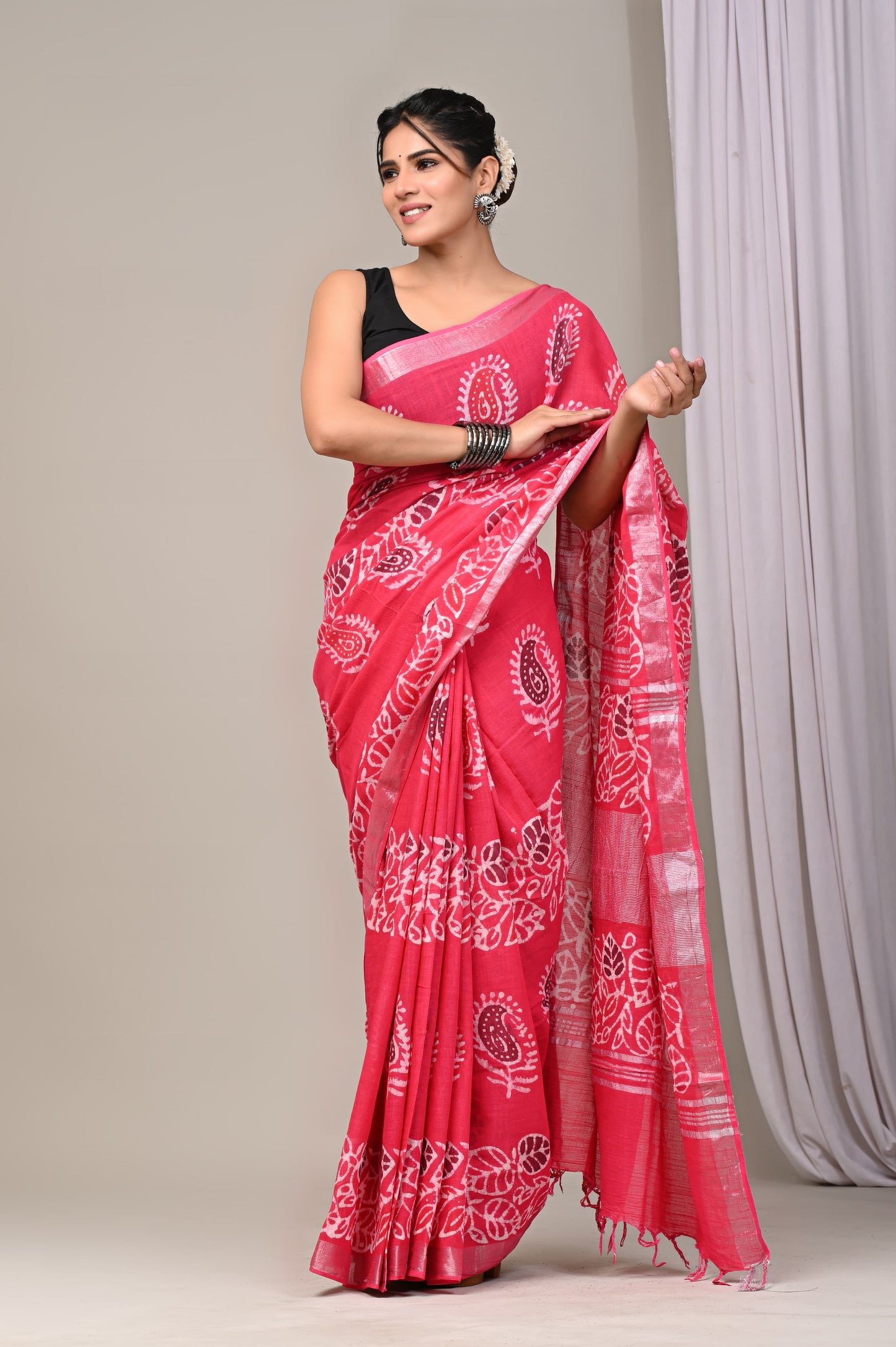 Traditional Hand-block Print Chanderi Silk Saree