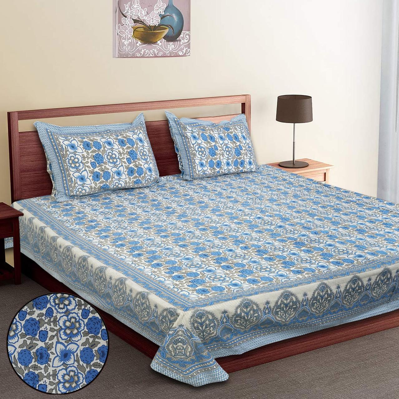 Pure Cotton Jumbo Size Double Bedsheet. ( 108X 108) with pillow covers