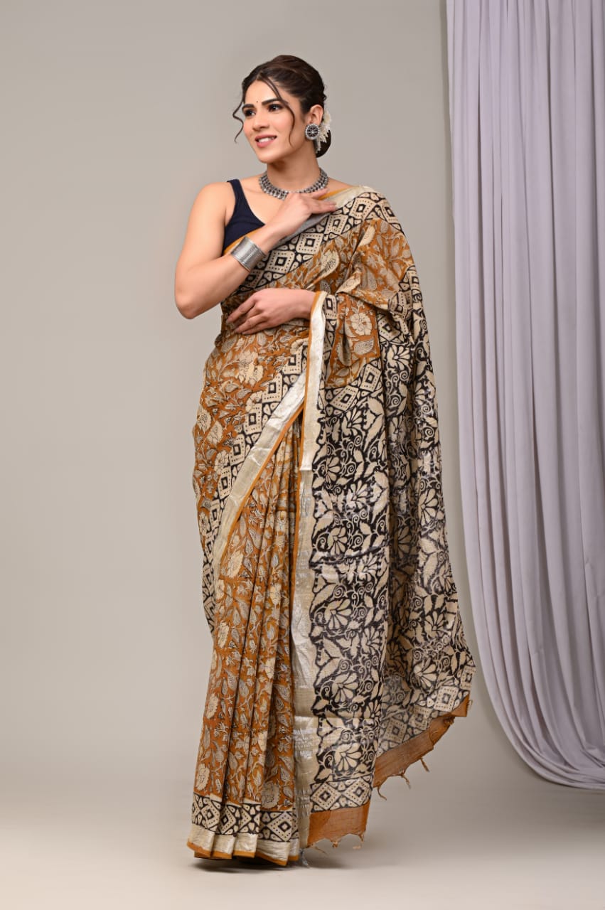 Traditional Hand-block Print Chanderi Silk Saree