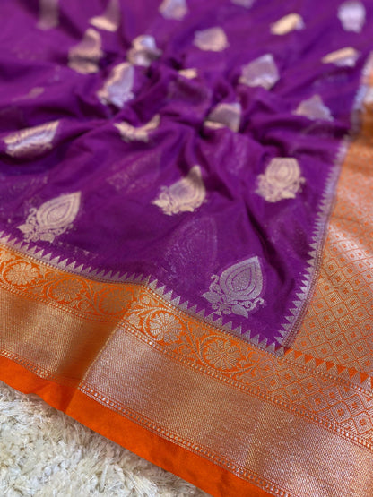 Banarasi Semi Khaddi Katan Georgette Soft Silk Saree