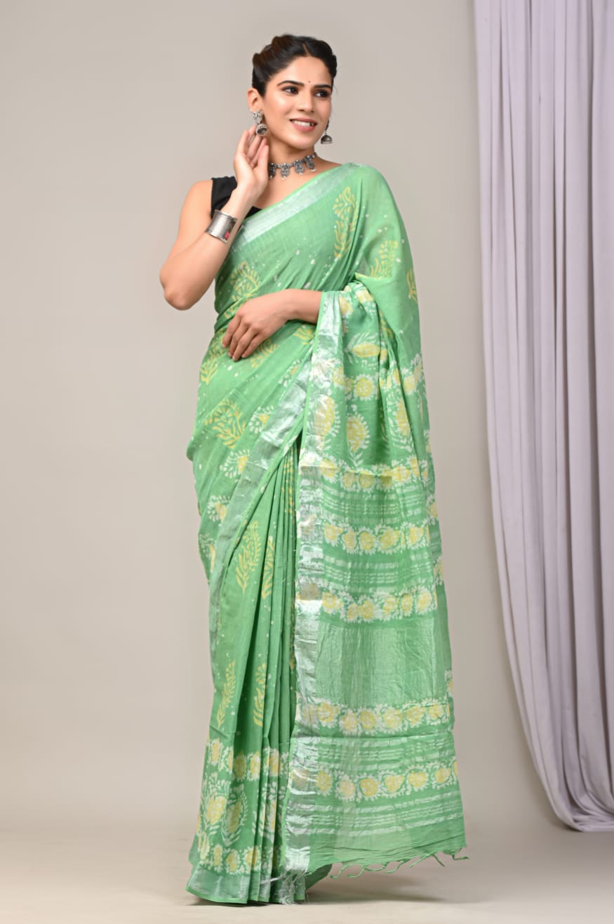 Traditional Hand-block Print Chanderi Silk Saree