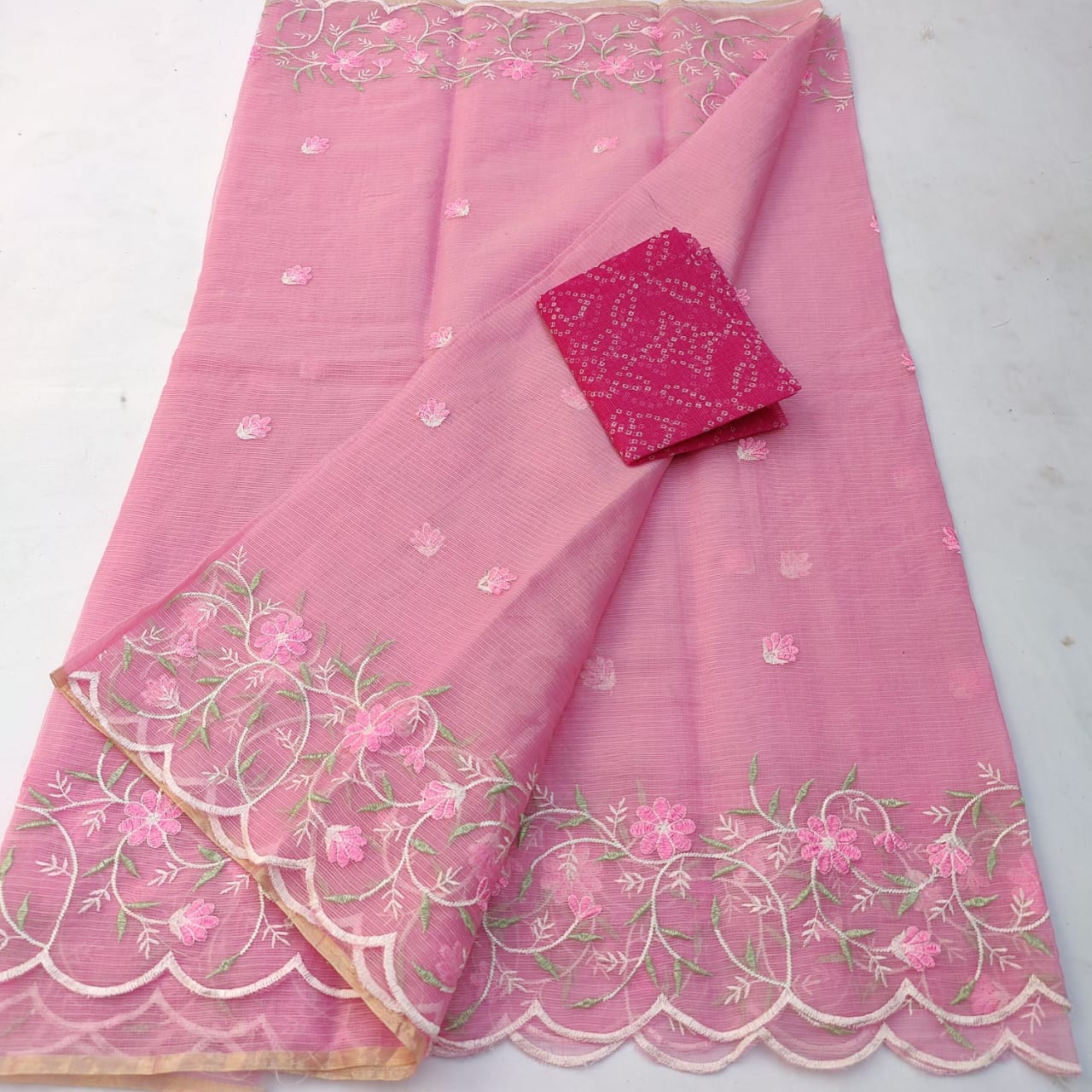 Kota cotton embroidery work Saree