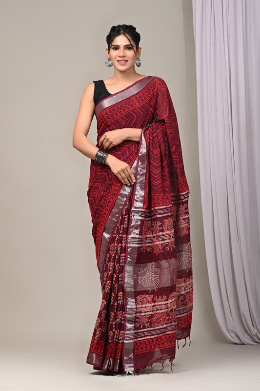 Traditional Hand-block Print Chanderi Silk Saree