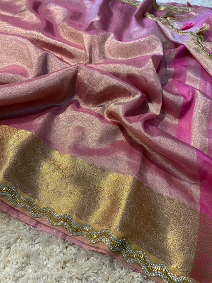 Banarasi tissue soft silk saree  with lace work