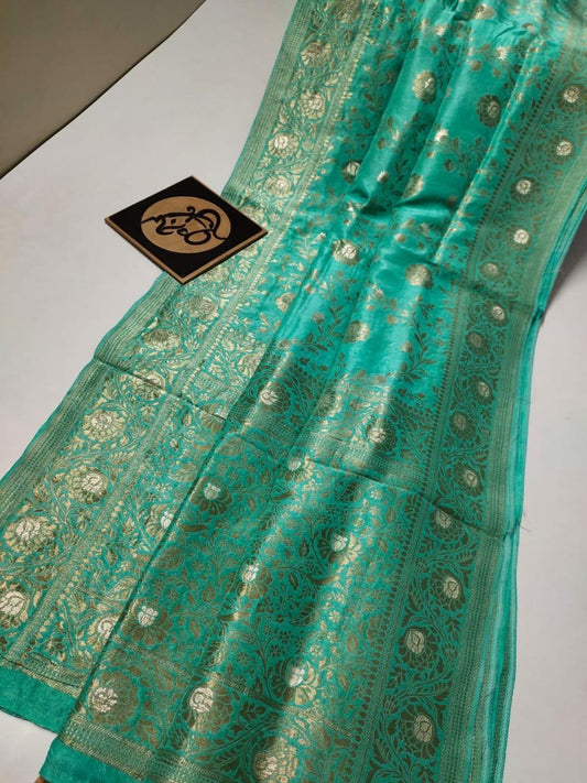 Banarasi Semi Katan Georgette Meenakari flowy Silk Saree